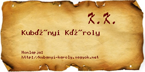 Kubányi Károly névjegykártya