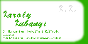 karoly kubanyi business card